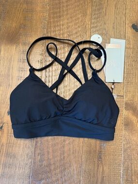 Calia Ruched Front Cross Back Bikini Top – Black (XXS) NWT